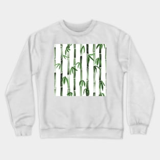 Green Bamboo Watercolor print. Fresh tropical greenery. Spring green leaves Crewneck Sweatshirt